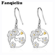 Fanqieliu-pendientes de gota de Plata de Ley 925 para mujer, joyería fina étnica Retro, aretes colgantes de flores para mujer, FQL20113 2024 - compra barato