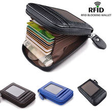 2021 RFID leather men's organ card holder vertical zipper bag multi-function antimagnetic card holder for men Leather wallet 2024 - buy cheap