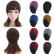 Hot Sale Women Plain Hijabs Muslim Shiny Pearls Beaded Mesh Headwrap Hair Lose Turban Headwear Cap Hair Accessories Winter Hats 2024 - buy cheap
