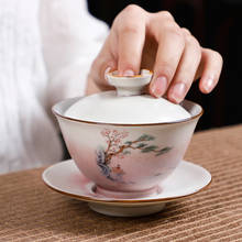 Cuenco de té de porcelana hecha a mano, cuenco de cerámica de 120ml, chino, Kung Fu, Teaware, tetera japonesa, decoración Vintage de Gaiwan, artesanías 2024 - compra barato