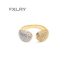 FXLRY-anillo a juego de color dorado y plateado para mujer, con incrustaciones de circonita, retro, ajustable, regalo de aniversario de boda 2024 - compra barato