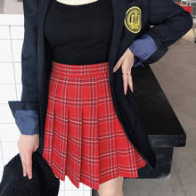 England Style Women Woolen Pleated Skirt Winter High Waist Red Navy Plaid Skirt  Vintage Slim Casual Skirts Shorts Plus Size 5XL 2024 - buy cheap