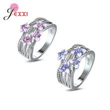Solid 925 Sterling Silver Female Rings 2 Colors Option Flower Pattern Vintage Style Rings High Quality Jewelry Sister Gift 2024 - buy cheap
