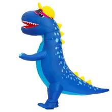 Disfraz de dinosaurio azul para adultos, traje inflable de dinosaurio para Halloween, vestido de fiesta de carnaval, ropa de actuación 2024 - compra barato