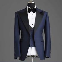 New Arrival One Button Groomsmen Peak Lapel Groom Tuxedos Men Suits Wedding/Prom Best Blazer ( Jacket+Pants+Vest+Tie)A94 2024 - buy cheap