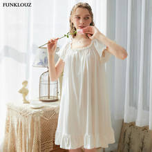 Summer Women Kawaii White Cotton Sleepwear Nightdress Nightwear Nightgown Homewear Dress Luxury Gown 2020 2024 - buy cheap