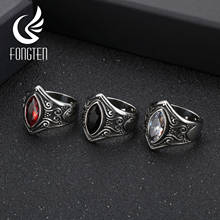 Fongten-anillo Vintage de acero inoxidable para hombre, accesorio de circonita negra, roja y blanca, estilo gótico, joyería de moda 2024 - compra barato