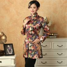 Long style Multicolor Women's Silk Satin Outwear Classic Mandarin Collar Coat Printed Floral Jacket Size S To XXXL NJ46 2024 - buy cheap