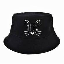 Meow cute cat Bucket Hat women Sunscreen Caps Summer Fishing hunting hat Cotton casual fisherman hat for girl boy 2024 - buy cheap