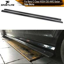 Carbon Fiber / FRP Side Skirts Apron Extension Lip Body Kits for Mercedes-Benz C-Class W204 C63 AMG 4 Door 2012 2013 2014 2024 - buy cheap