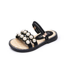 Girls Slippers Summer Beach Sandals With Pearl Casual Children's Flats Heels Two Style For Kids Girl Outdoor Walking Chic Shoes 2024 - buy cheap