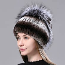 Real Fur Hats Women Winter Natural Knitted Rex Rabbit Fur Hats with tail Fluffy SilverFox fur beanie stylish female warm fur hat 2024 - buy cheap