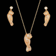 Luxury pendants and Earrings women's jewelry full zircon micro inlay animal leopard legs Cross Necklace Fashion Accessories 2024 - buy cheap