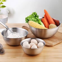 Cuencos de acero inoxidable para mezclar ensaladas, batidor de huevos antideslizante, masa de pan con escala, contenedor de alimentos, utensilio de cocina para hornear 2024 - compra barato