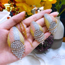 missvikki Luxury Gorgeous Sparkling Big Pendant Earrings Necklace Jewelry Set Super CZ for Noble Women Bridal Wedding Best Gift 2024 - buy cheap