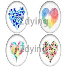 Zdying-Flor de acuarela con diseño de corazón de amor, cabujón de vidrio de forma ovalada, foto, Base plana, bandeja en blanco, accesorios de joyería para regalo DIY 2024 - compra barato