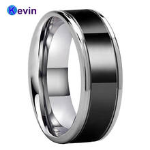 8MM Two Tone Black Men Ring Tungsten Wedding Band With Grooved And Polished Finish Comfort Fit 2024 - buy cheap