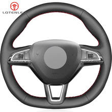 LQTENLEO Black Artificial Leather Steering Wheel Cover For Skoda Octavia RS Citigo Fabia Scala Karoq Kodiaq Citijet Superb 2024 - buy cheap