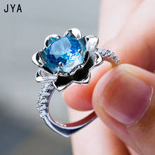 Cpop novo grande azul zircônia cúbica anéis para mulheres strass flor anel de noivado jóias por atacado lotes granel aniversário presentes 2024 - compre barato