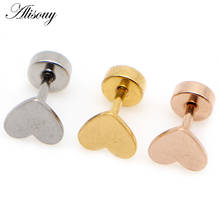 Alisouy 2pc Gold -cololr Small Heart shape Stud Earrings 316l Stainless Steel Earring IP Plating No Fade Allergy 2024 - buy cheap