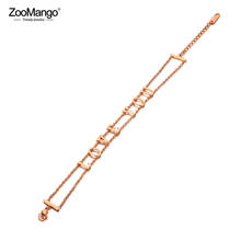 ZooMango-pulsera de acero inoxidable de doble capa para mujer, brazalete de doble capa, oro rosa, estilo bohemio, ZB20037 2024 - compra barato