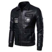 US Army Flight Bomber Jacket Fleece Lined Warm Faux Leather Motorcycle Biker Coat Pilot Outerwear With Embrodiery Big Size 5XL 2024 - buy cheap