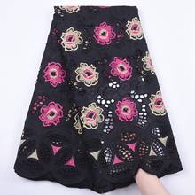 Latest Black Swiss Voile Lace In Switzerland Embroidery Nigeria Lace Fabric African Swiss Dry Cotton Lace Fabric For Dress S1896 2024 - buy cheap