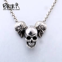 Beier Unique design punk skull high quality biker 316L stainless steel pendant necklace jewelry LLBP8-216PX 2024 - buy cheap