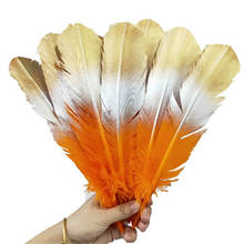 Plumas de ganso para manualidades, plumas de 10-12 pulgadas/25-30cm, de color naranja dorado, para decoración de joyas de boda, 100 Uds. 2024 - compra barato