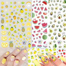 Juice Lemon Nail Decals 3D Adhesive Sliders Fruits Strawberry Pineapple Nails Art  Stickers Summer Designs Decoartions 2024 - buy cheap