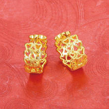 Mxgxfam puro ouro cor bordado corações brincos de argola para moda feminina estilo simples 24 k 2024 - compre barato