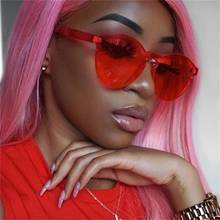 Candy Color Vintage Sunglasses Cat Eye Plastic Women Shades Oversized Luxury Pink Red Glasses Rimless Female Sunglasses oculos 2024 - buy cheap