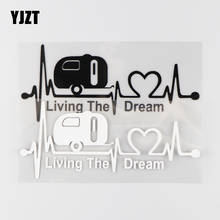 YJZT, 18,5 × 7,9 см, автомобильная наклейка «Living The Dream», виниловая наклейка, креативная линия пульса, черный/серебристый цвет, 4C-0384 2024 - купить недорого