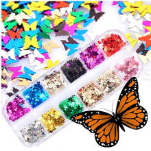 12 Colors Butterfly Thin Glitter Nail Sequins Nail Art Flakes Colorful Confetti Glitter Sticker Decals Symphony bow sequins #E 2024 - buy cheap