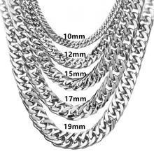 Solid 316L Stainless Steel Curb Cuban Link Chain Necklace Steel Color Jewelry 6/8/10/12/15/17mm 7-40inch 2024 - buy cheap