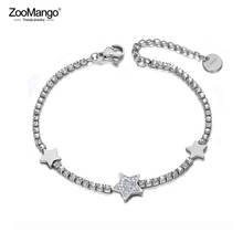 ZooMango-pulsera de arcilla con diamantes de imitación para mujer y niña, brazalete de cadena de eslabones de circonia cúbica de acero inoxidable para Navidad, ZB19132 2024 - compra barato