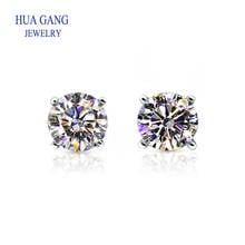 925 Silver 0.5 carat D Color Moissanite Earrings Brilliant CutNew Arrival 1ct Moissanite Gemstone Stud Earrings for Women 2024 - buy cheap