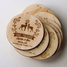 Imanes de madera de diseño de amor y ciervo rústico, recuerdo personalizado de madera de boda, ahorro de fecha, regalos de boda 2024 - compra barato
