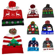 Fashion Unisex Winter knitted Beanies Hats Thick Warm LED Knitted Beanie Hat with Ball Xmas Decor Men Women Hats 2024 - buy cheap