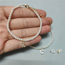 2020 Hot Sale White Cz Tiny Gold Initial 26 Alphabet Letter A-Z Name Charm Pearl Beaded Bracelet For Women Wedding Dainty Gift 2024 - buy cheap