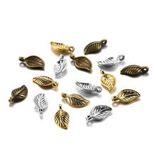 100Pcs/Lot 7*15mm Alloy Tree Leaf Small Pendant 3 Color Metal Leaves Shape Charms For DIY Handmade Jewelry Accessories Making 2024 - buy cheap