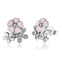 Real 925 Sterling Silver Cherry Blossoms Cute Stud Earrings For Women Kids 2020 Wedding Gift Female Pendientes Drop Shipping 2024 - buy cheap