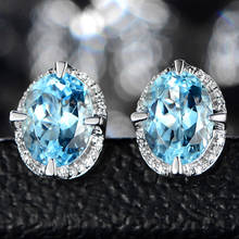 BLACK ANGEL 2020 New Luxury Sapphire 925 Silver Emerald Gemstone Birthstone Stud Earrings For Women Jewelry Wedding Gift 2024 - buy cheap