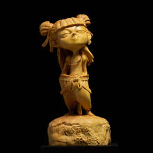 Figuras de artesanía para tallado de coches, decoración de madera maciza, Magic Boy Nezha 2024 - compra barato
