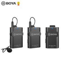 Boya sistema de microfones sem fio 2.4g, transmissores duplos + um receptor com capa rígida para câmera dslr, gravação de smartphone, entrevista 2024 - compre barato