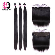 Mstoxic Brazilian Straight Hair Bundles With Frontal Closure 30inch 32 34 36 38 40inch Remy Human Hair Bundles With Closure 2024 - buy cheap