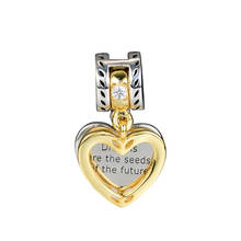 Seeds of the Future Heart Pendant Charms for Women Chain Bracelets Sterling Silver 925 Jewelry Making Golden Shine Dangle DIY 2024 - buy cheap