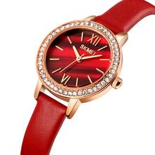 Часы наручные SKMEI женские кварцевые, роскошные брендовые, с браслетом под платье, с кожаным ремешком, простые дизайнерские 2024 - купить недорого