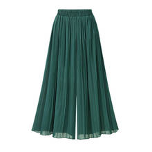 Women's Fashion Wide-leg Pants Women Trousers Boho Style Solid Color Pleated Drape Chiffon Summer Wide-leg Pants Skirt Pants 2024 - buy cheap