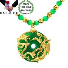 MHXFC Atacado Europeia Moda Homem Macho Presente de Casamento Festa de Phoenix Dragão Verde Opal NL159 18KT Real Colar de Pingente de Ouro 2024 - compre barato